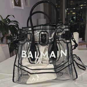 Balmain Black Trim Transparent Tote Bag